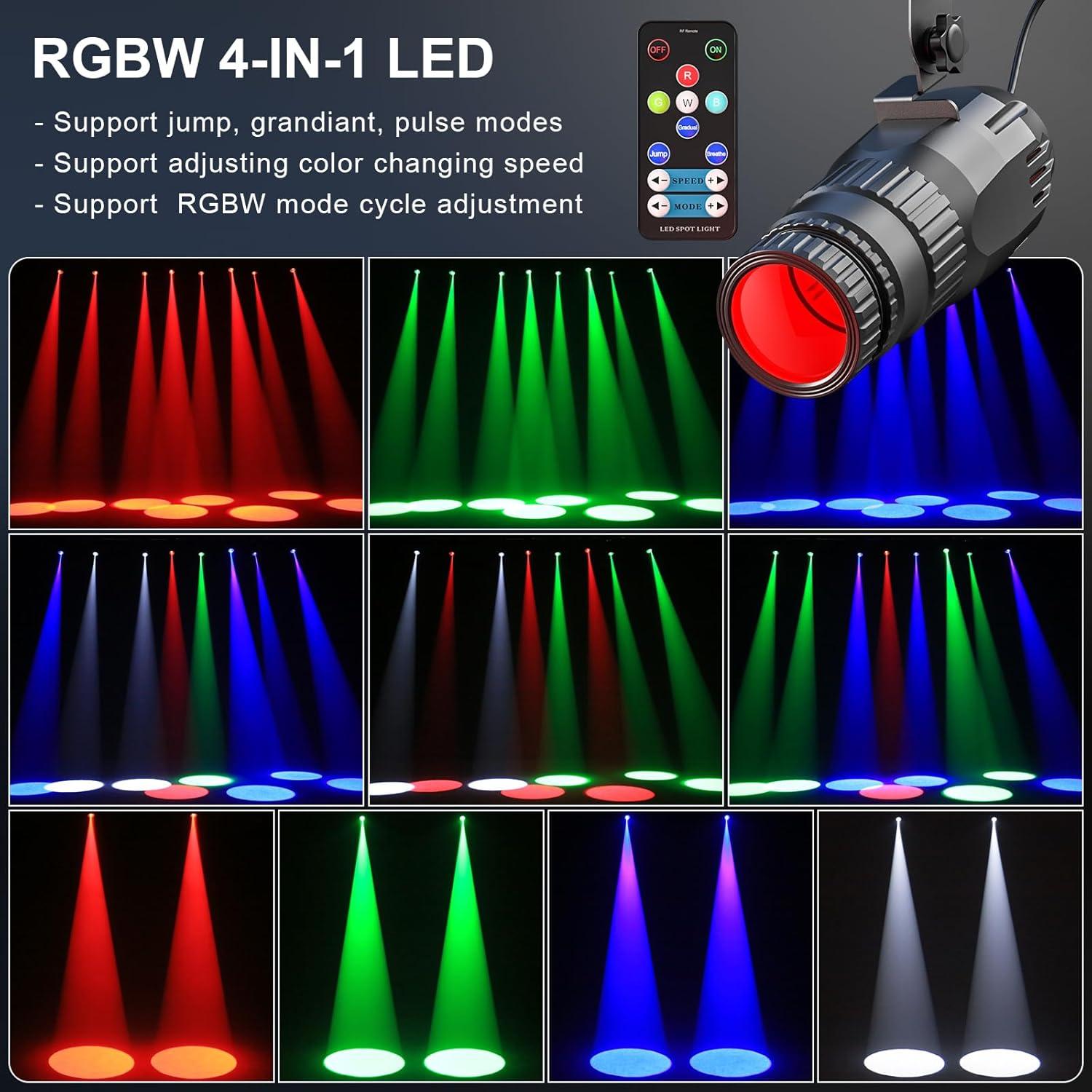 Foco LED RGBW 10W Queenfavor Mini Pinspot Inalámbrico Negro