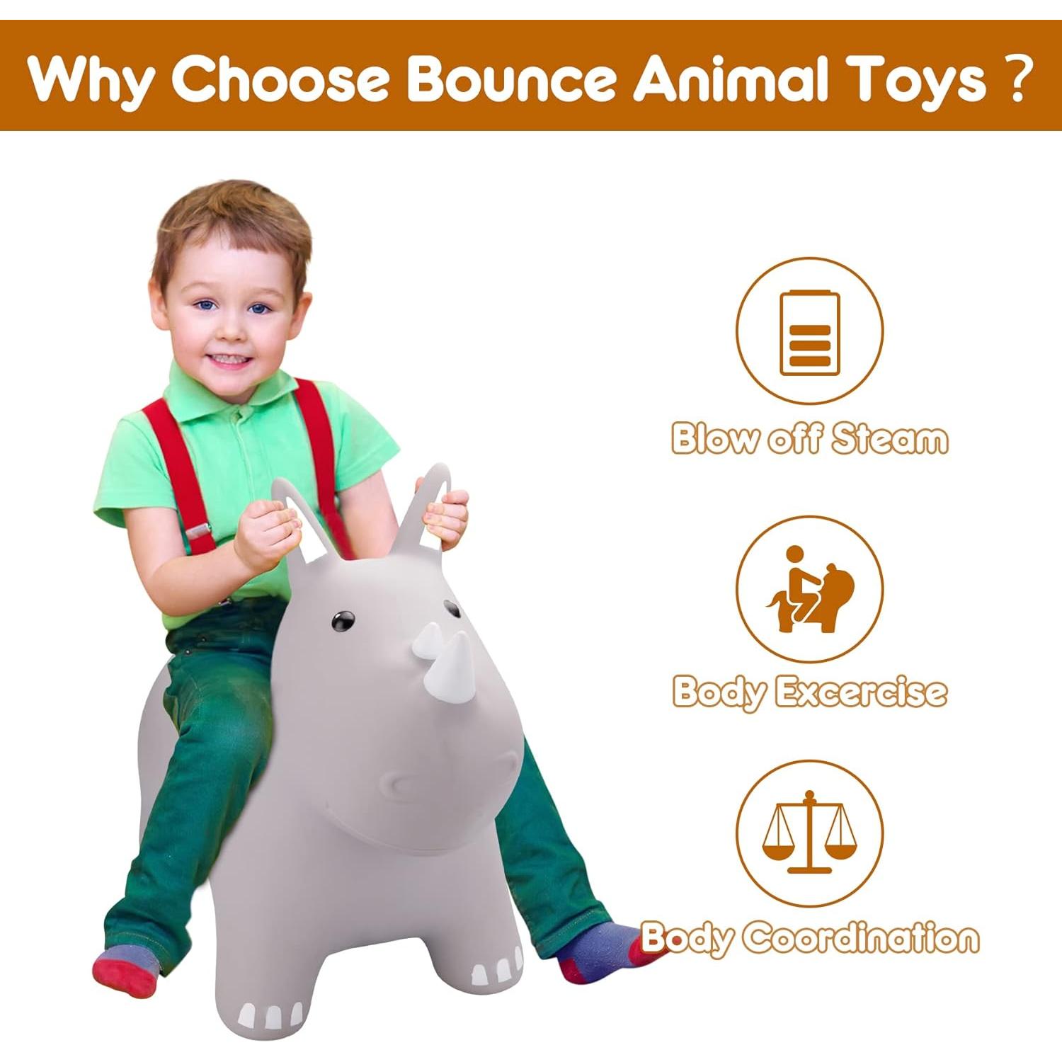 Caballo Saltarín PlayZap Rinoceronte Plateado Inflable 1.75kg