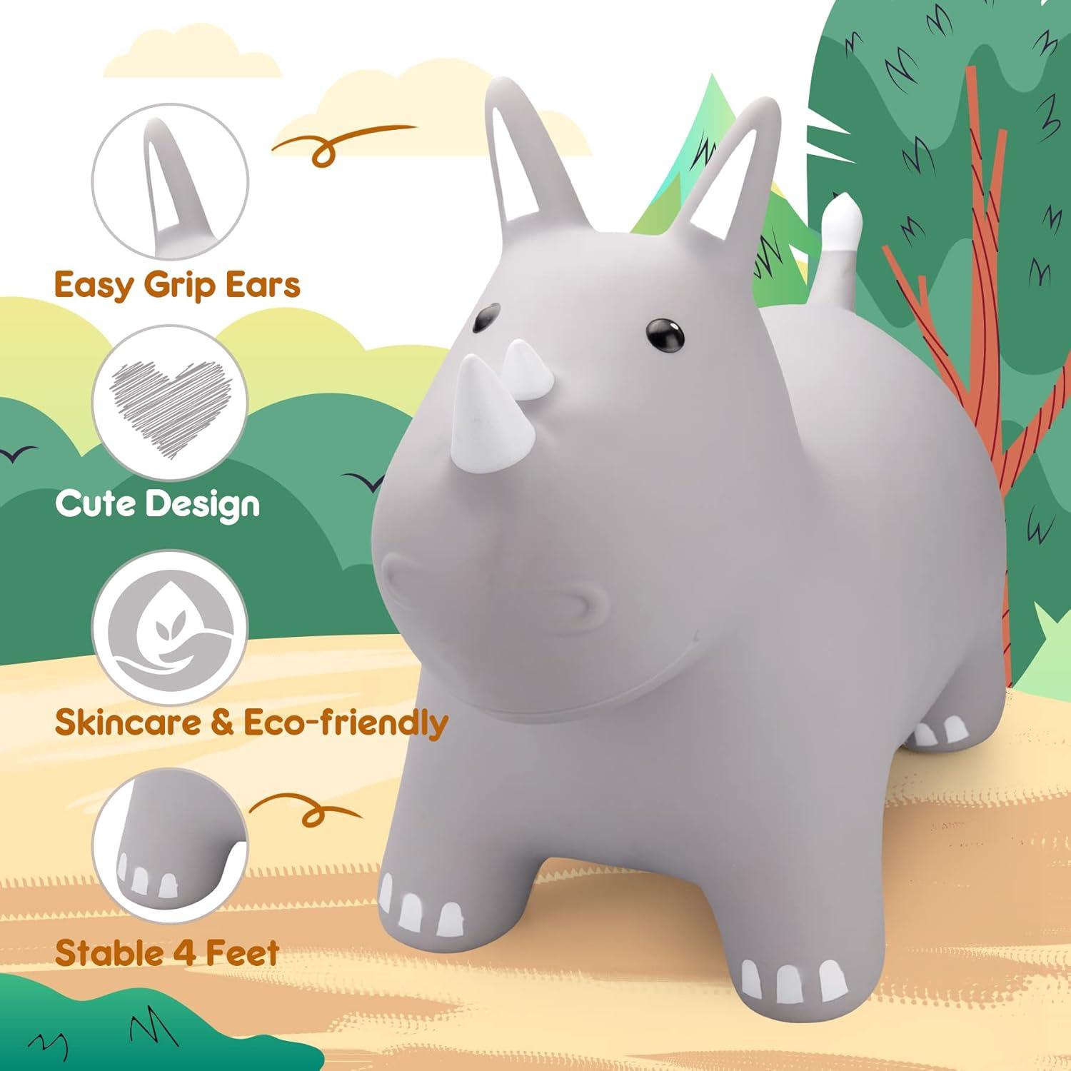 Caballo Saltarín PlayZap Rinoceronte Plateado Inflable 1.75kg