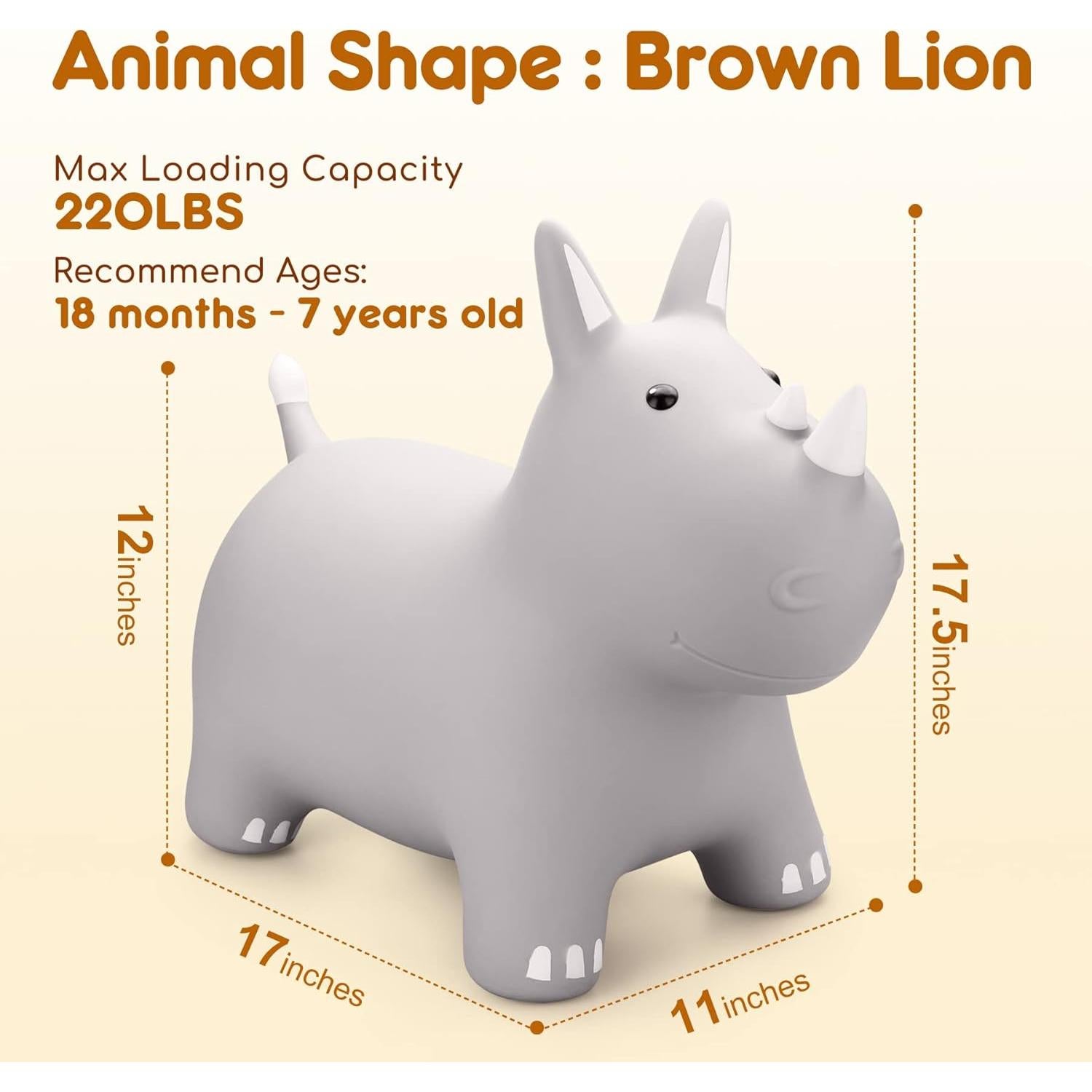 Caballo Saltarín PlayZap Rinoceronte Plateado Inflable 1.75kg