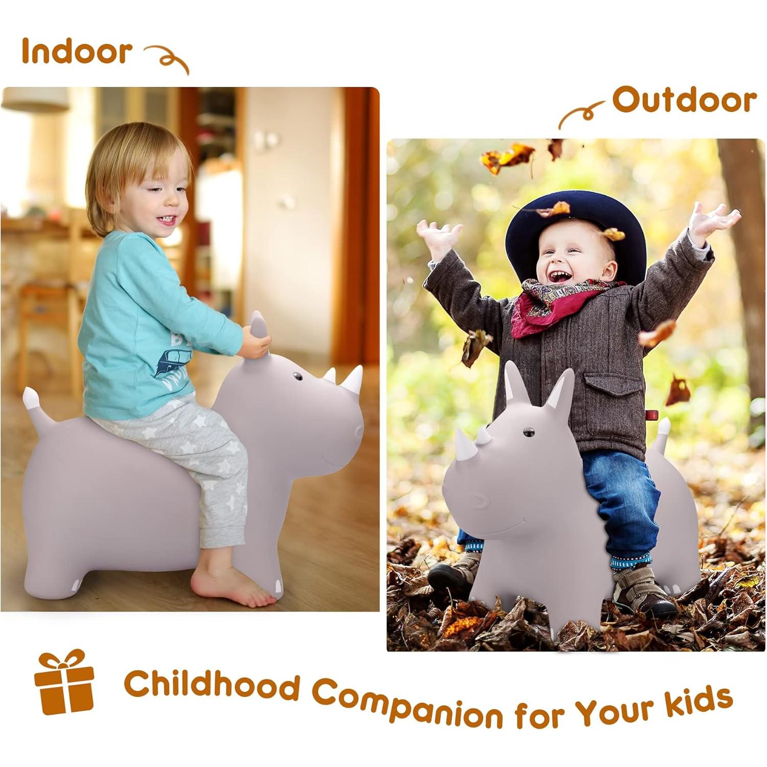 Caballo Saltarín PlayZap Rinoceronte Plateado Inflable 1.75kg