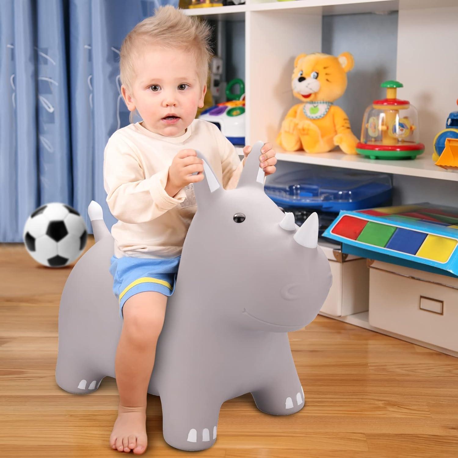 Caballo Saltarín PlayZap Rinoceronte Plateado Inflable 1.75kg