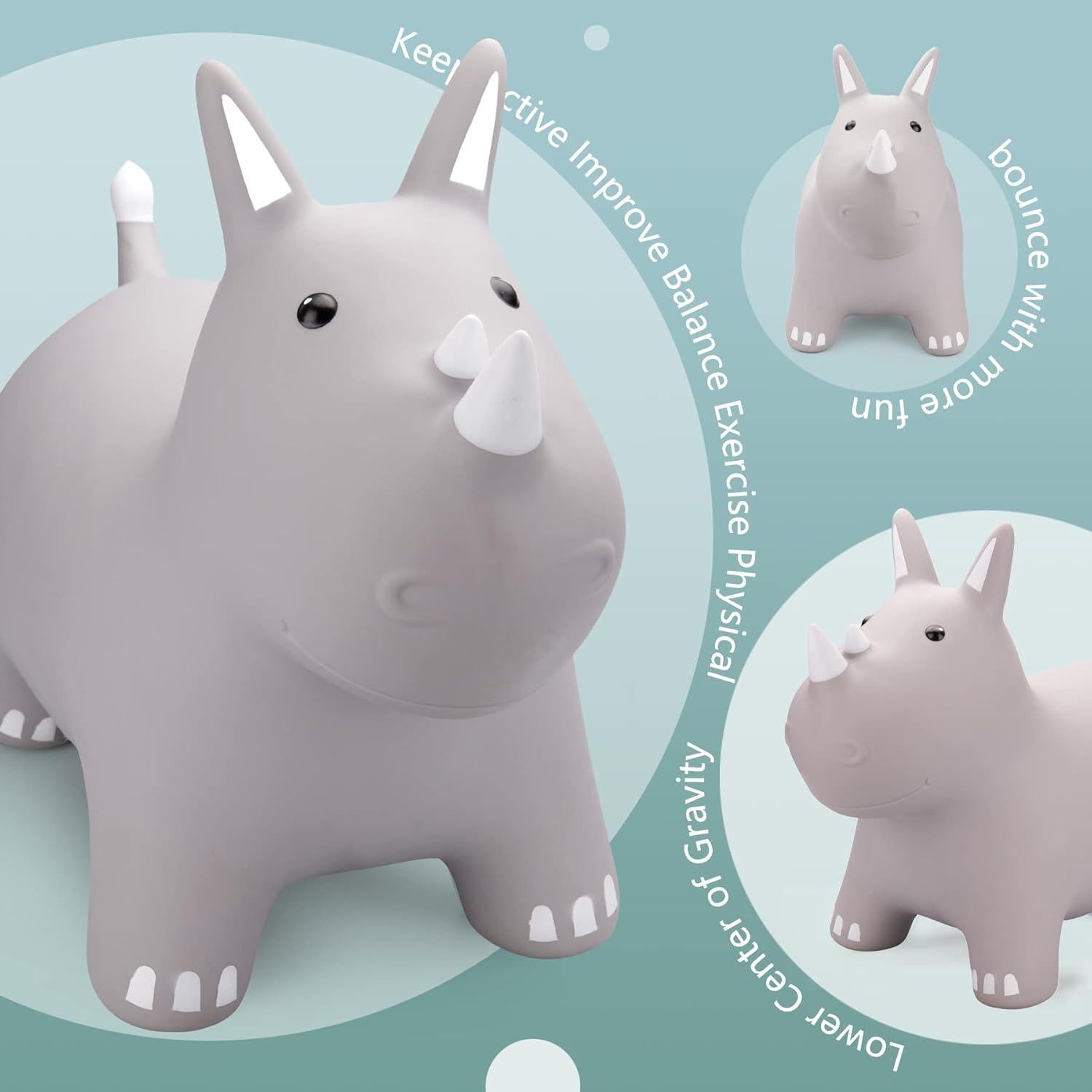 Caballo Saltarín PlayZap Rinoceronte Plateado Inflable 1.75kg