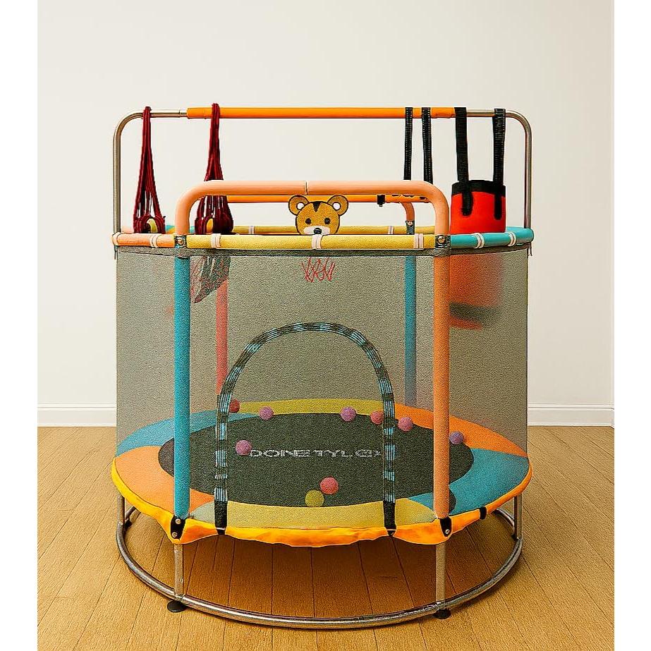 Trampolín Redondo SenStyles 140cm con 2 Barandillas y Aro