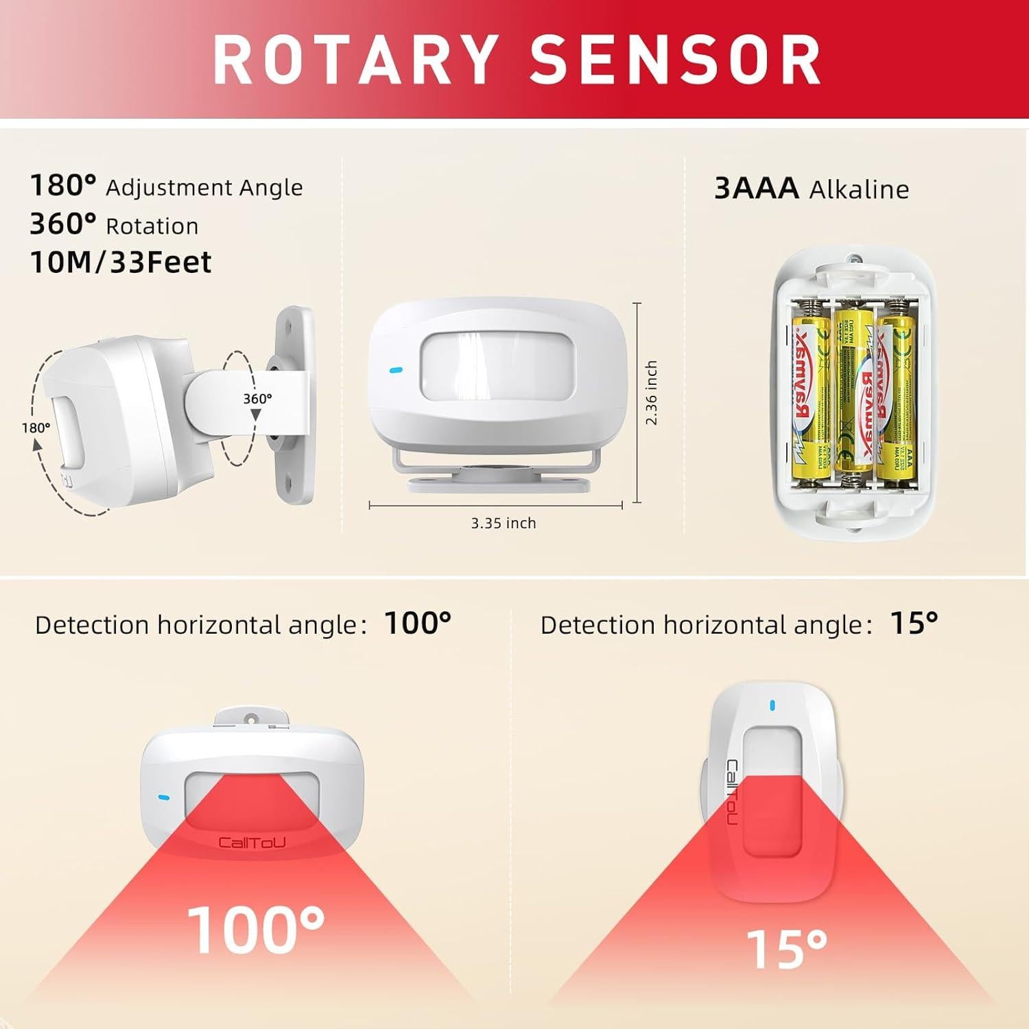 Alarma de Movimiento Inalámbrica CallToU con Sensor y Receptor