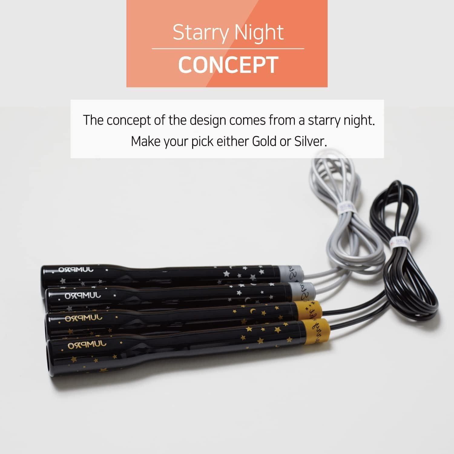 Cuerda de Saltar KSY JUMP ROPE Ajustable 290 cm Oro Noche Estrellada