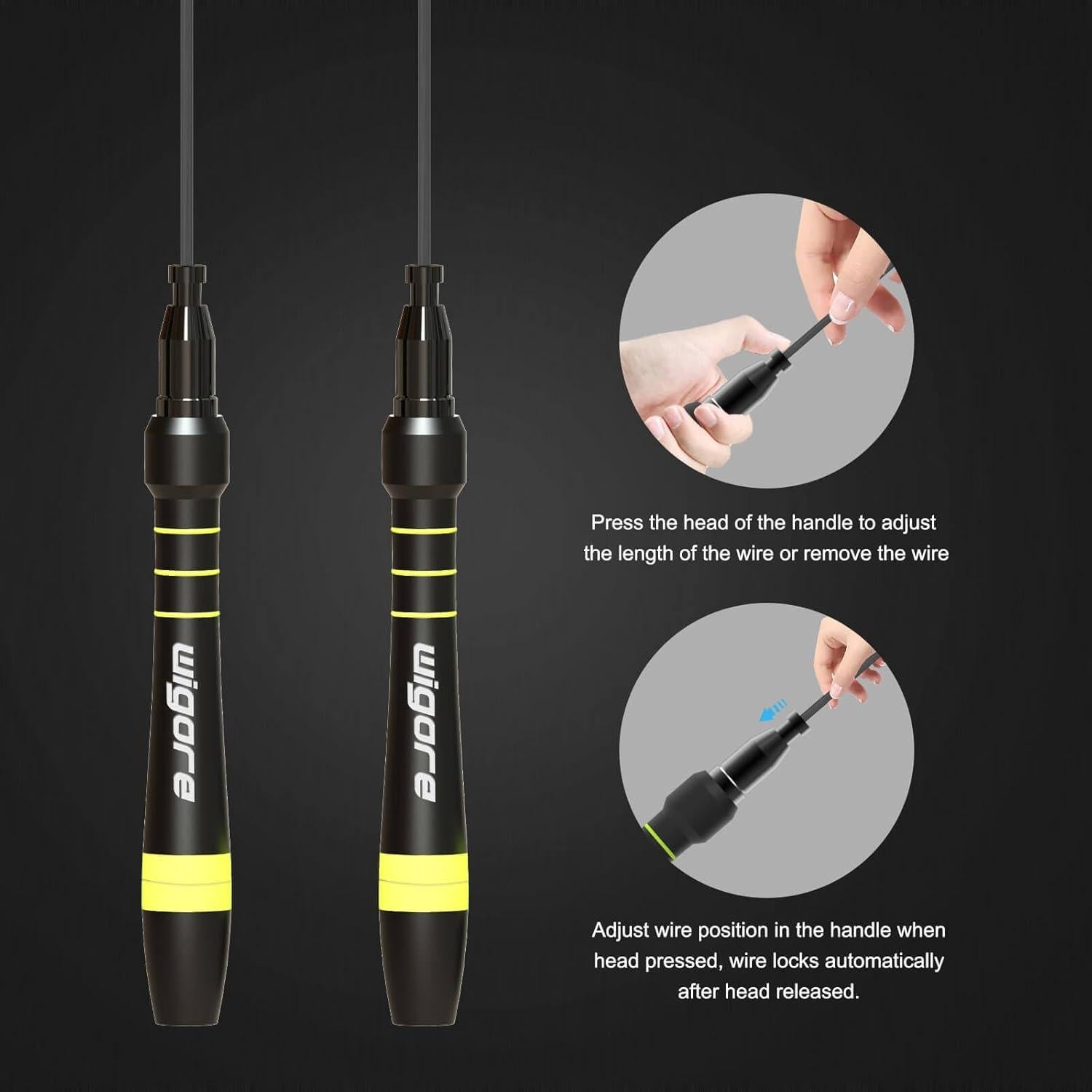 Cuerda de Salto Wigore Ajustable 50 cm con Agarre de Silicona