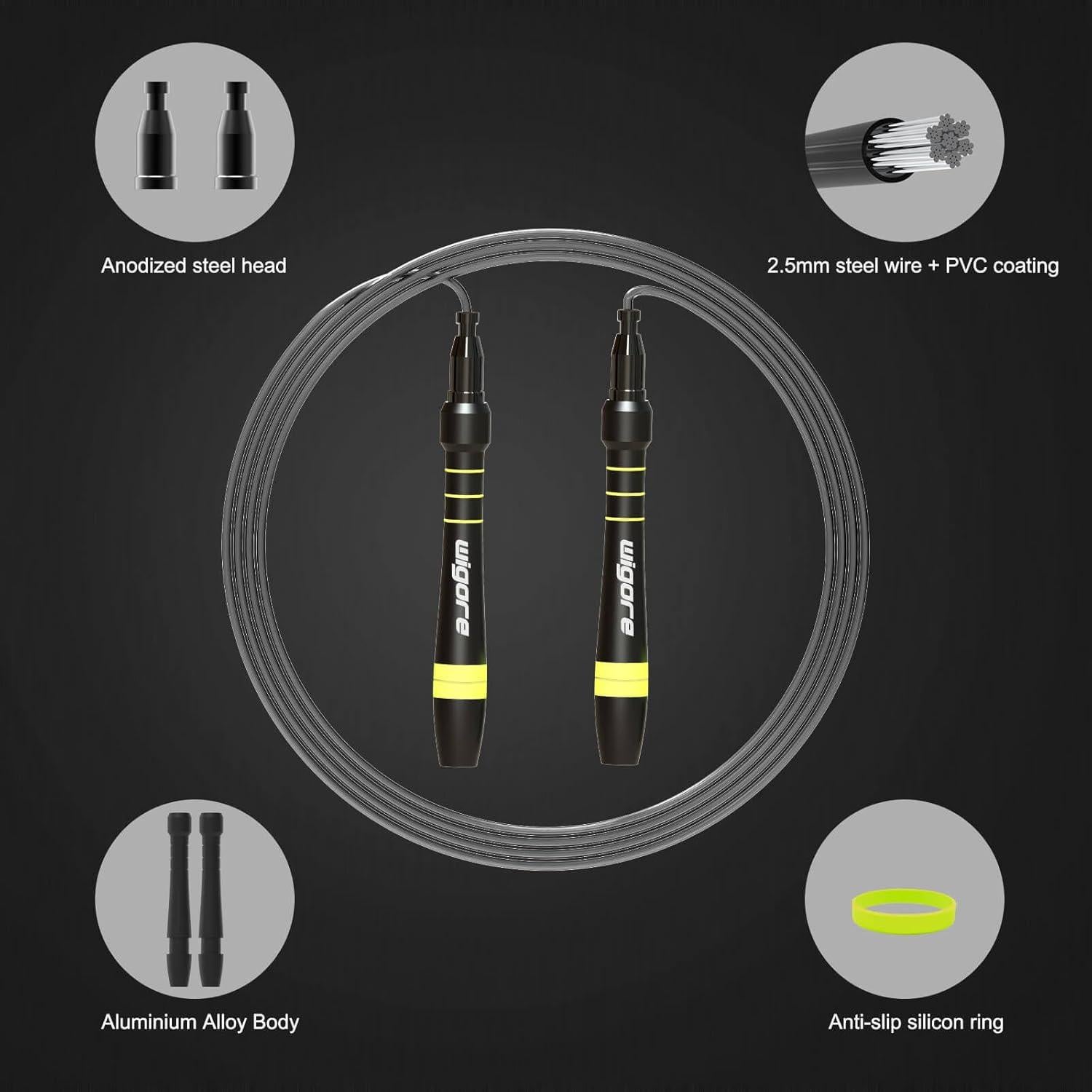 Cuerda de Salto Wigore Ajustable 50 cm con Agarre de Silicona