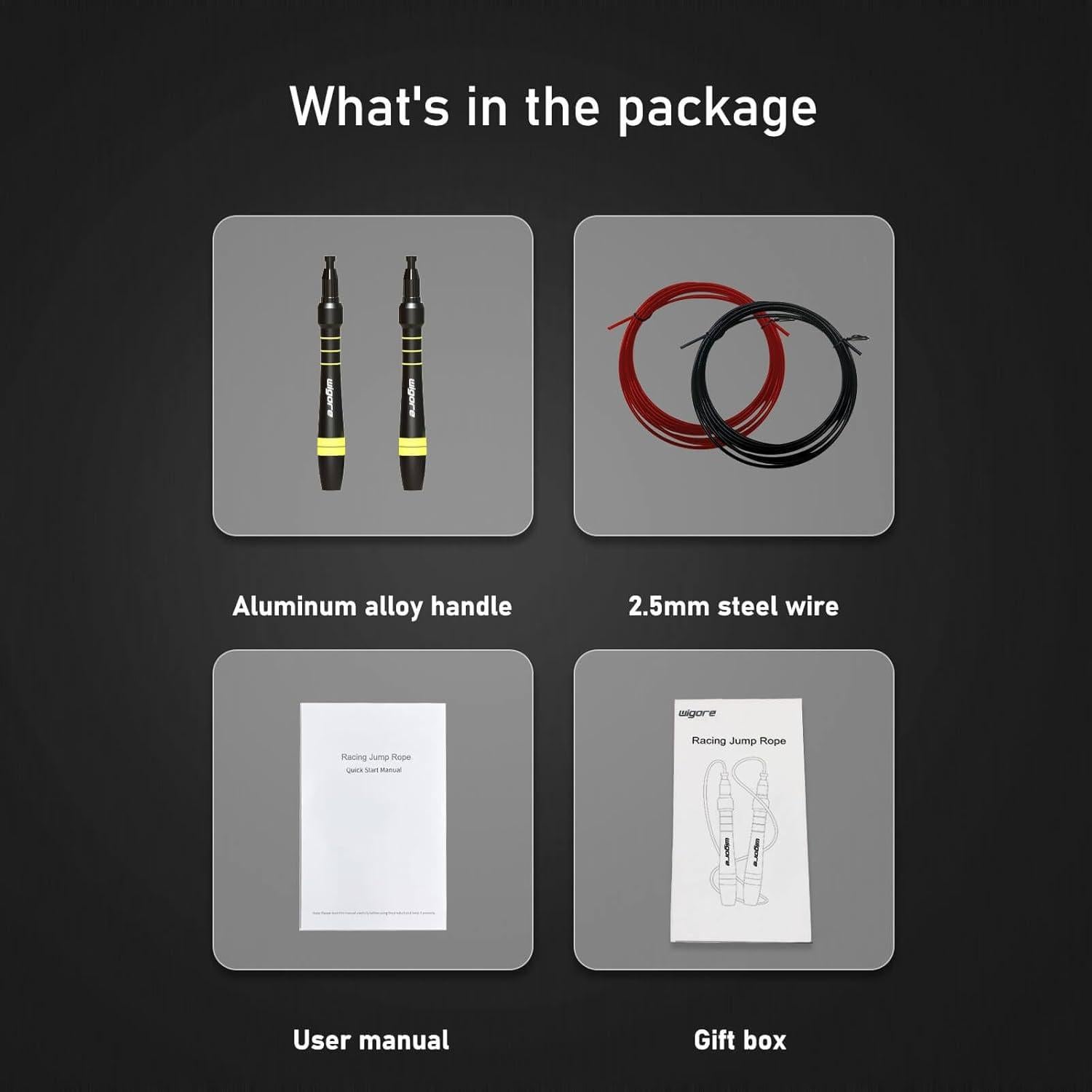 Cuerda de Salto Wigore Ajustable 50 cm con Agarre de Silicona