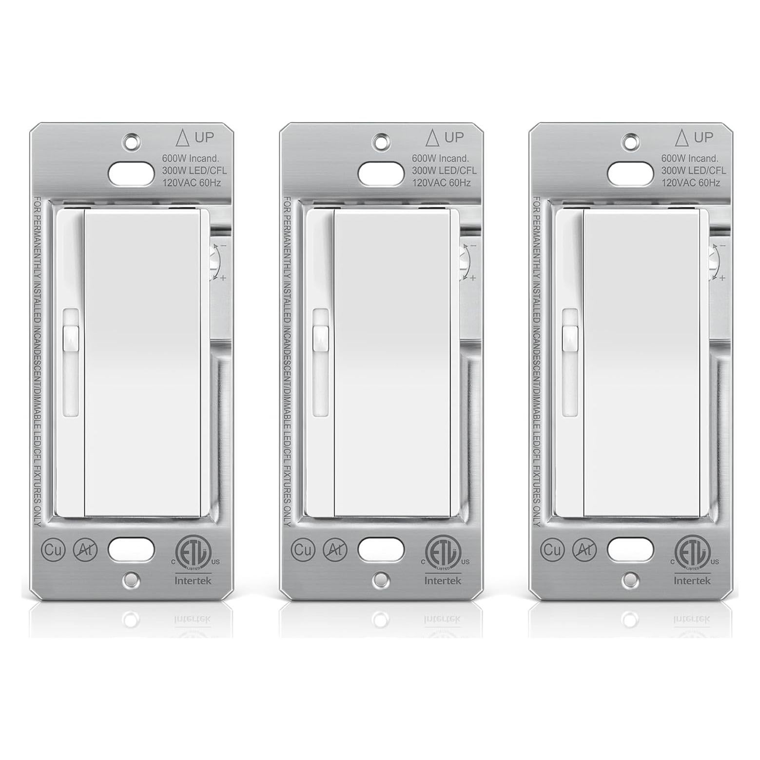 Interruptor Regulador BESTTEN 3 Paquetes 300W LED CFL Blanco