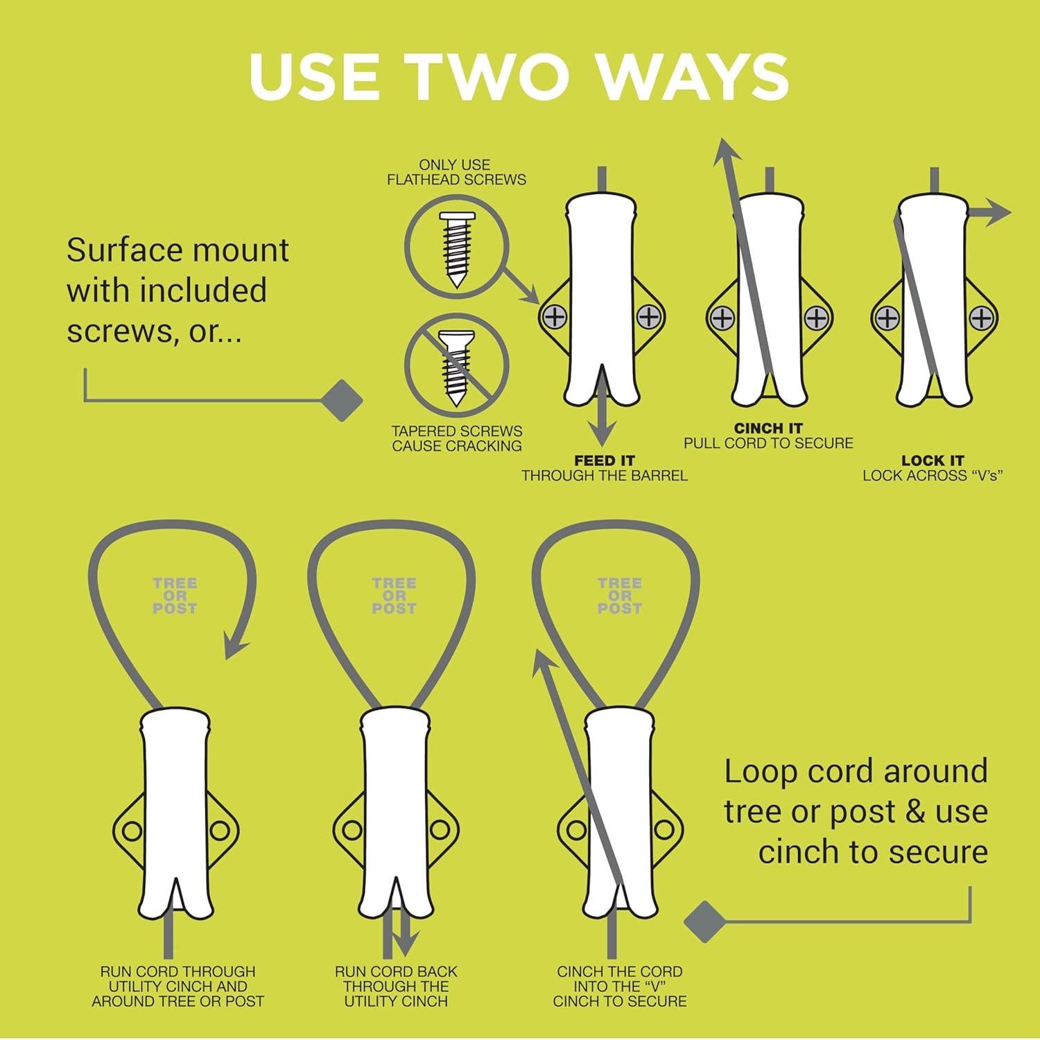Cinta de Ajuste de Cuerda Speed Cinch Utility - Paquete de 5