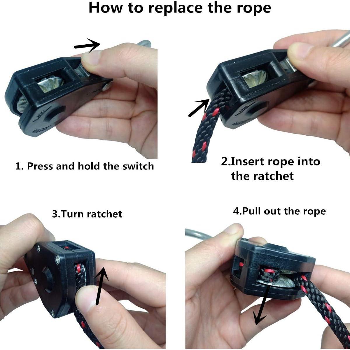 Sujeciones de Kayak FishYuan con Cinta y Gancho Ajustable 3m (Paquete de 2)