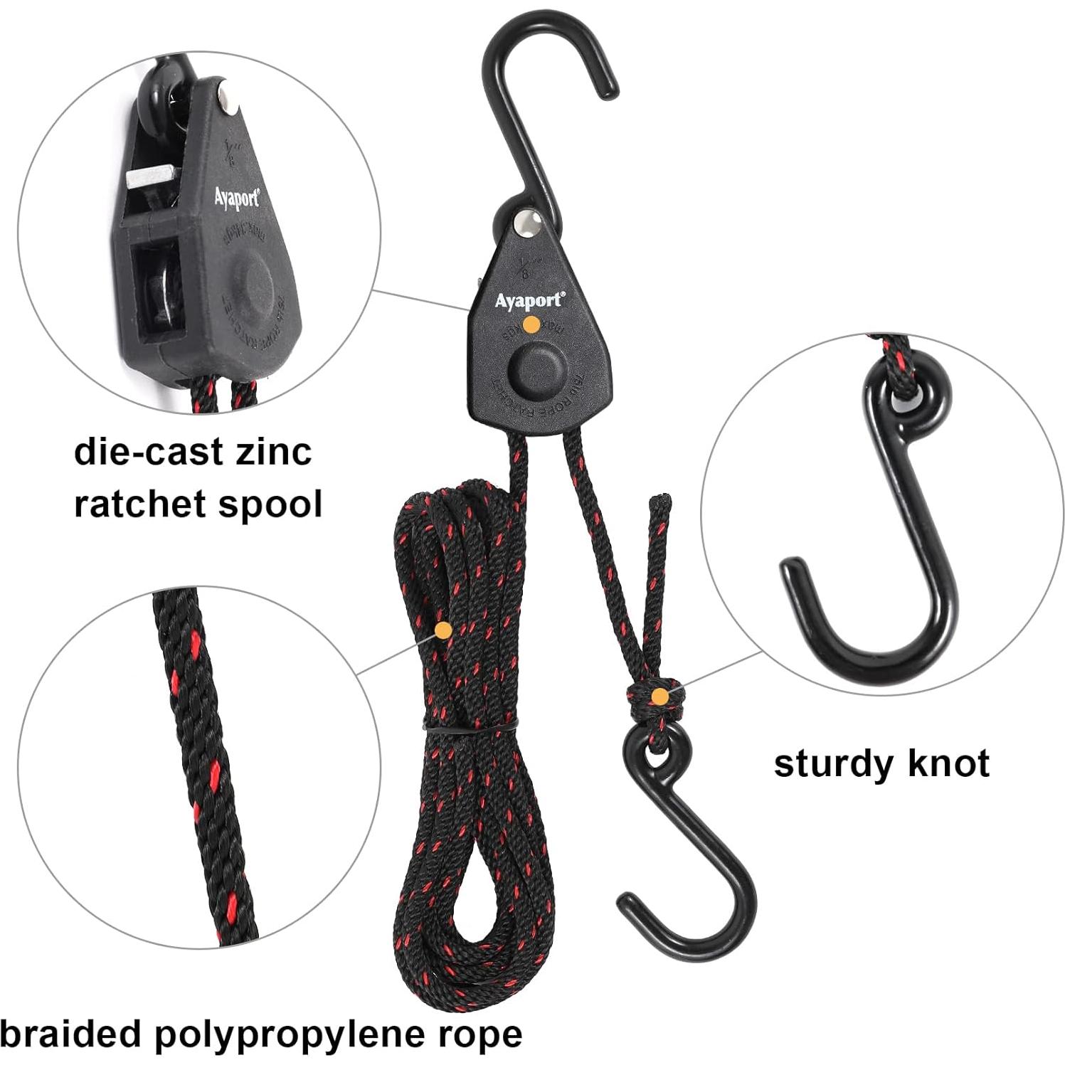 Correa de Amarre Ayaport 1.83m 4 Unidades Nylon Negro