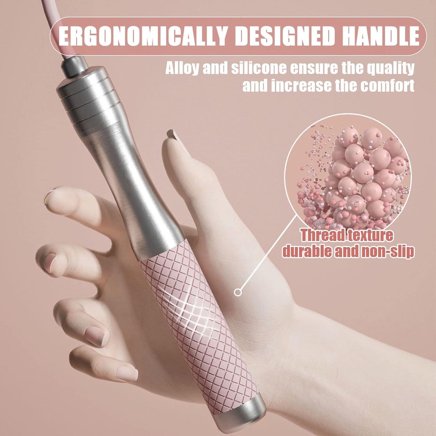 Cuerda de Saltar Ajustable Nonogo Rosa con Mangos Ergonómicos