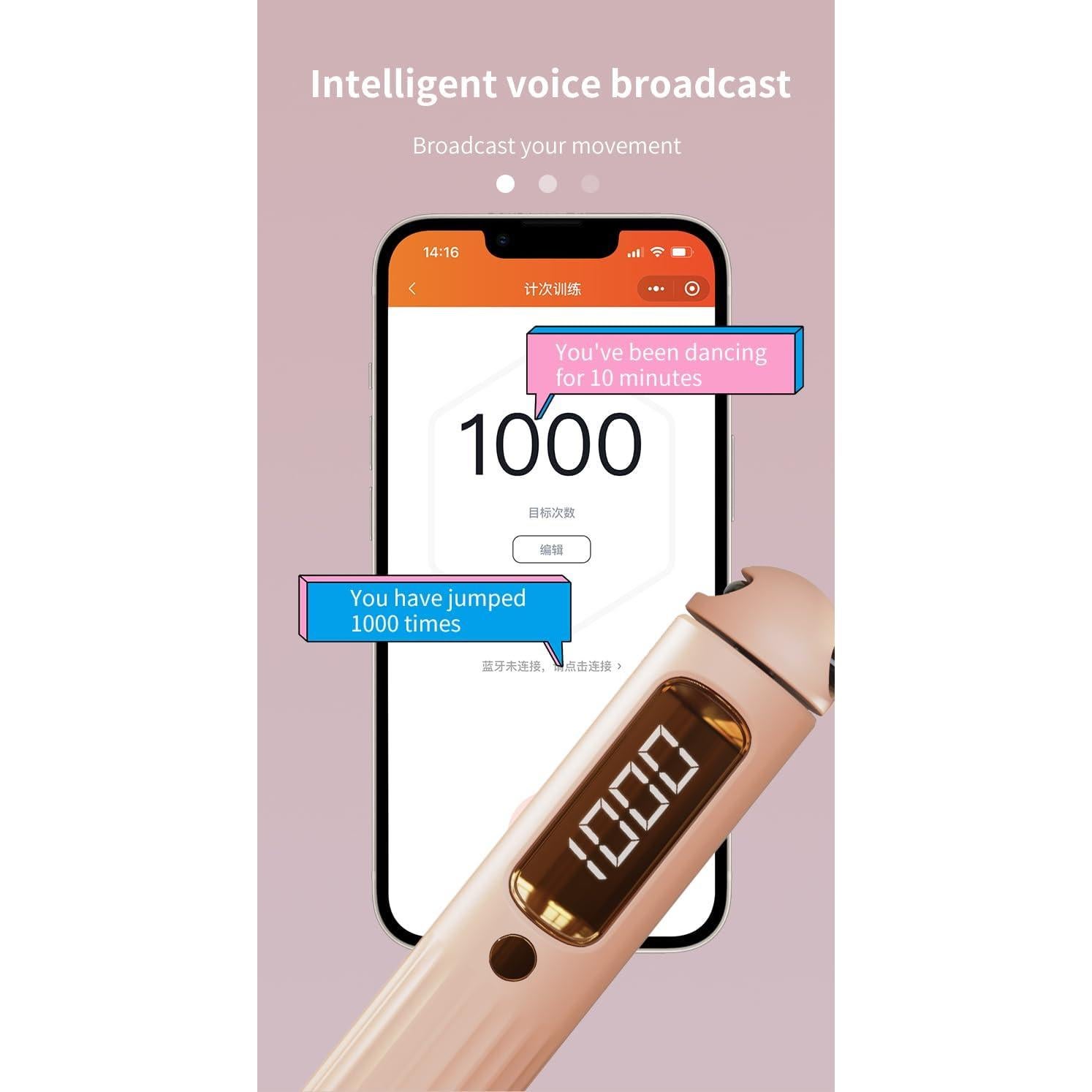 Cuerda de Saltar SDKGENU con Peso y Contador LCD - Rosa
