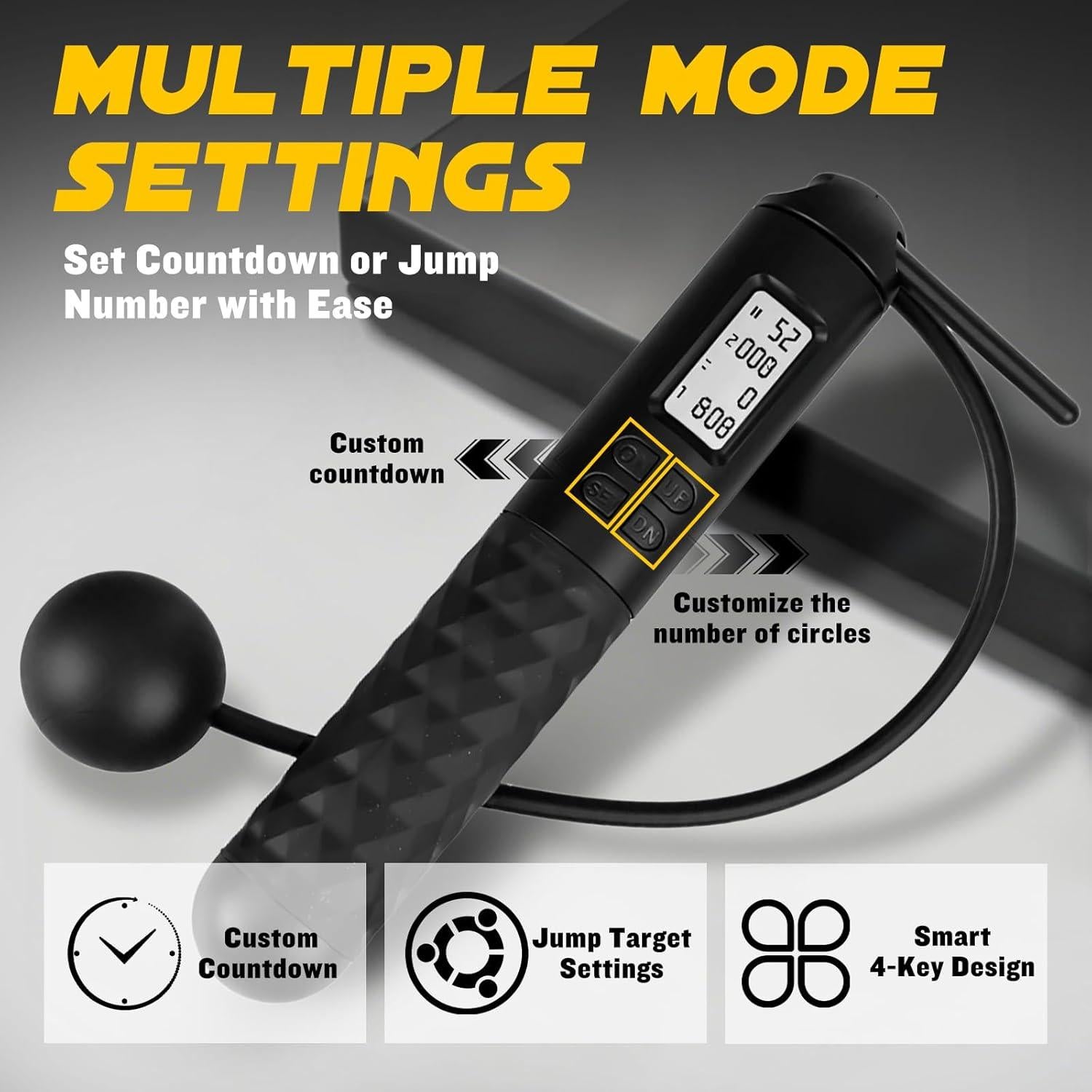 Cuerda de Salto Inalámbrica mnmnx con Contador y Temporizador