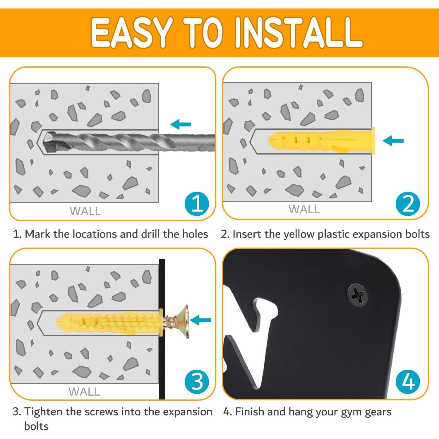 Organizador de Pared Bliocefo con 8 Ganchos para Gimnasio