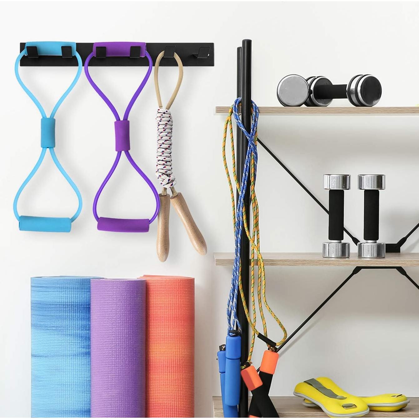 Estante de Gimnasio MyGift de Metal Negro con 6 Ganchos