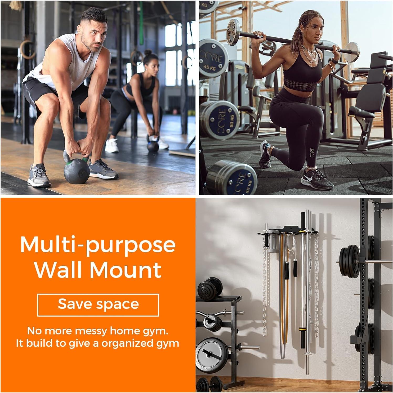 Soporte Vertical para Barra Olímpica JNIHEEP - 6 Ganchos, Negro