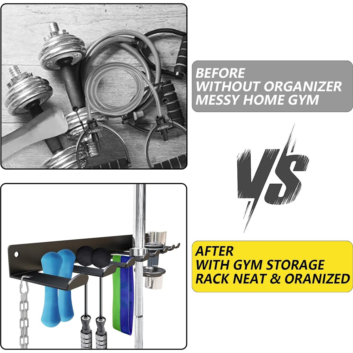 Estante de Almacenamiento de Gimnasio SVTELI - 8 Ganchos, Negro