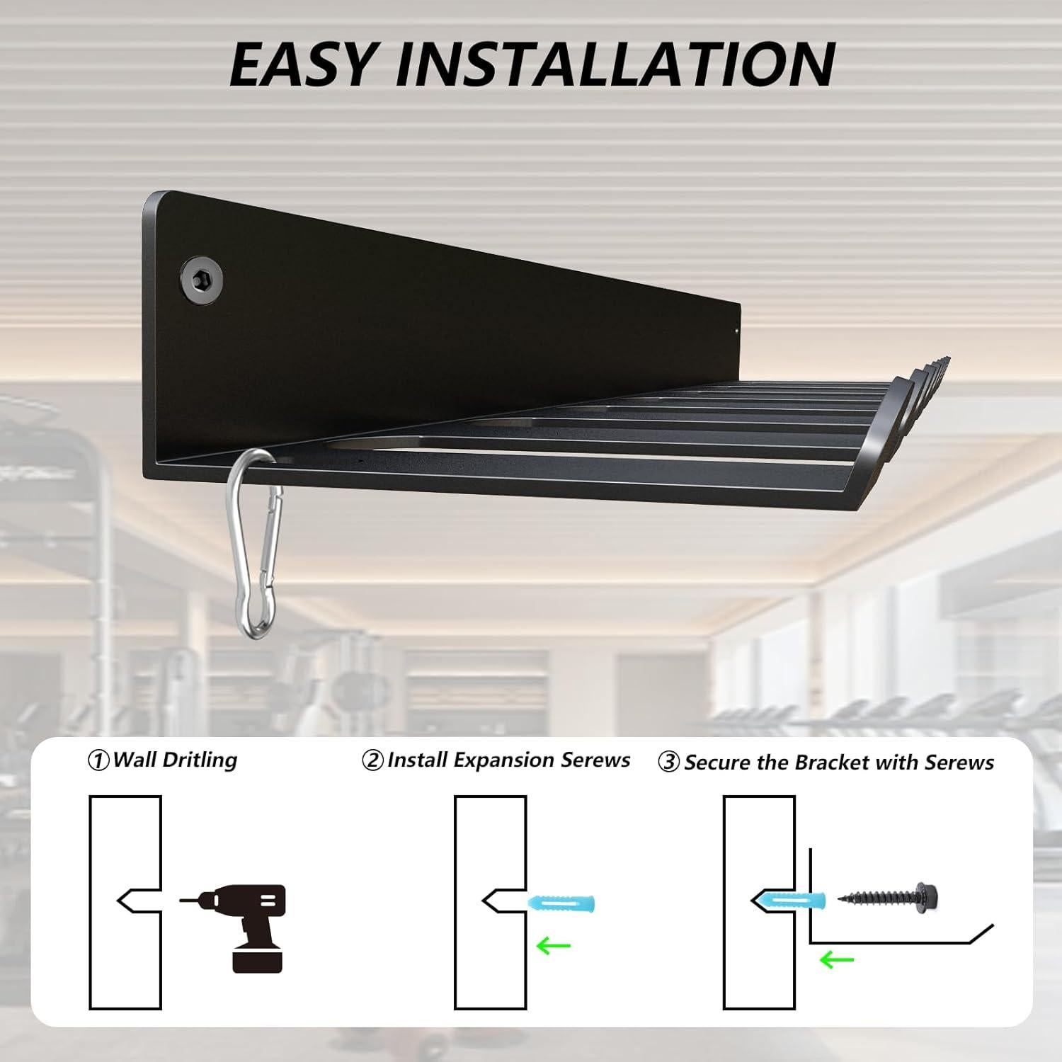 Estante de Almacenamiento de Gimnasio SVTELI - 8 Ganchos, Negro