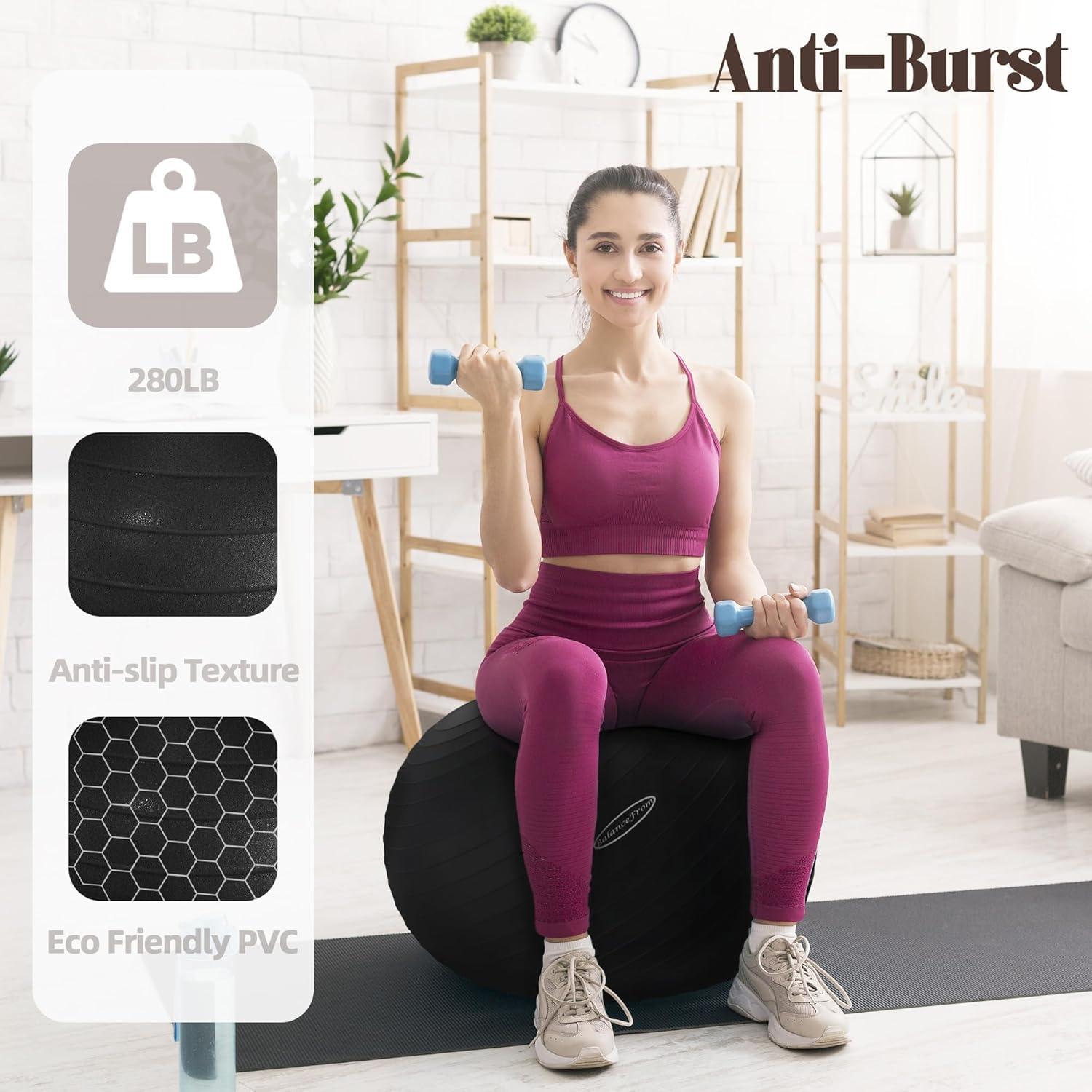 Bola de Yoga Antirrotura Fitvids 45cm Antideslizante con Bomba