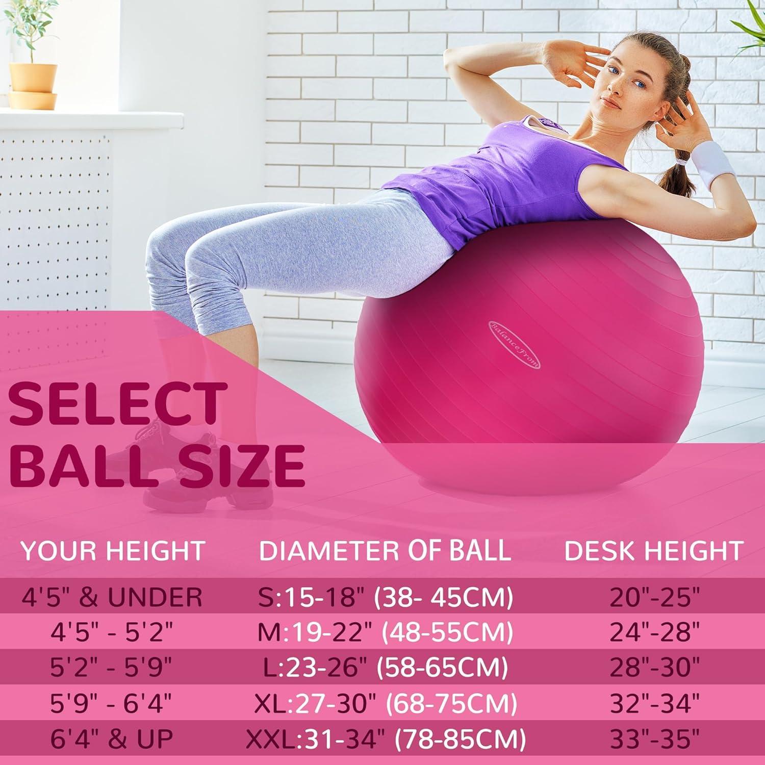Bola de Yoga Antirrotura Fitvids 86cm Rosa con Bomba