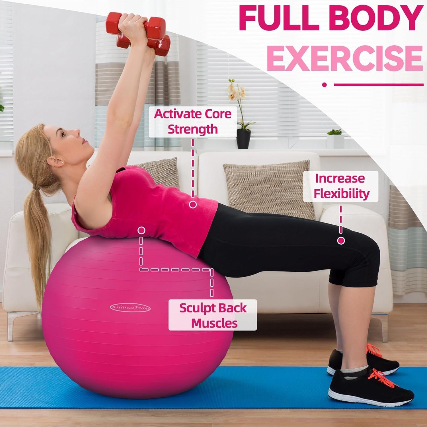 Bola de Yoga Antirrotura Fitvids 86cm Rosa con Bomba