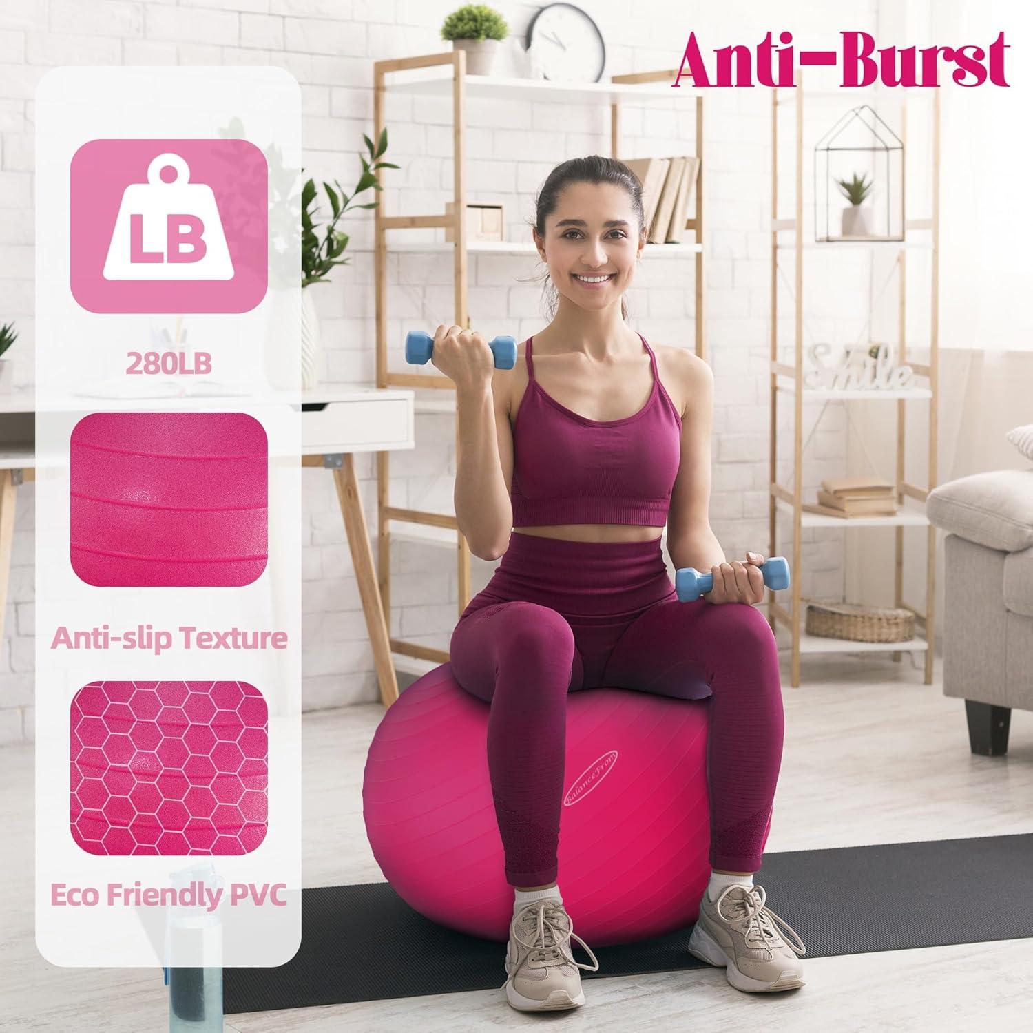 Bola de Yoga Antirrotura Fitvids 86cm Rosa con Bomba