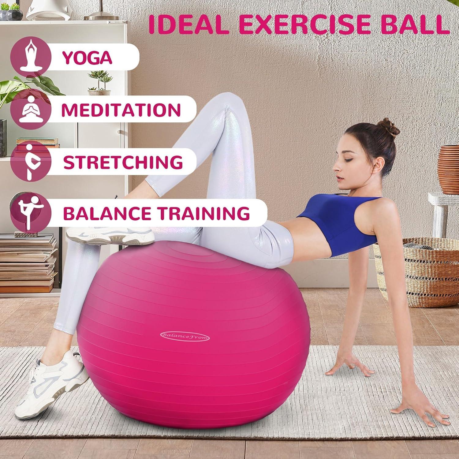 Bola de Yoga Antirrotura Fitvids 86cm Rosa con Bomba