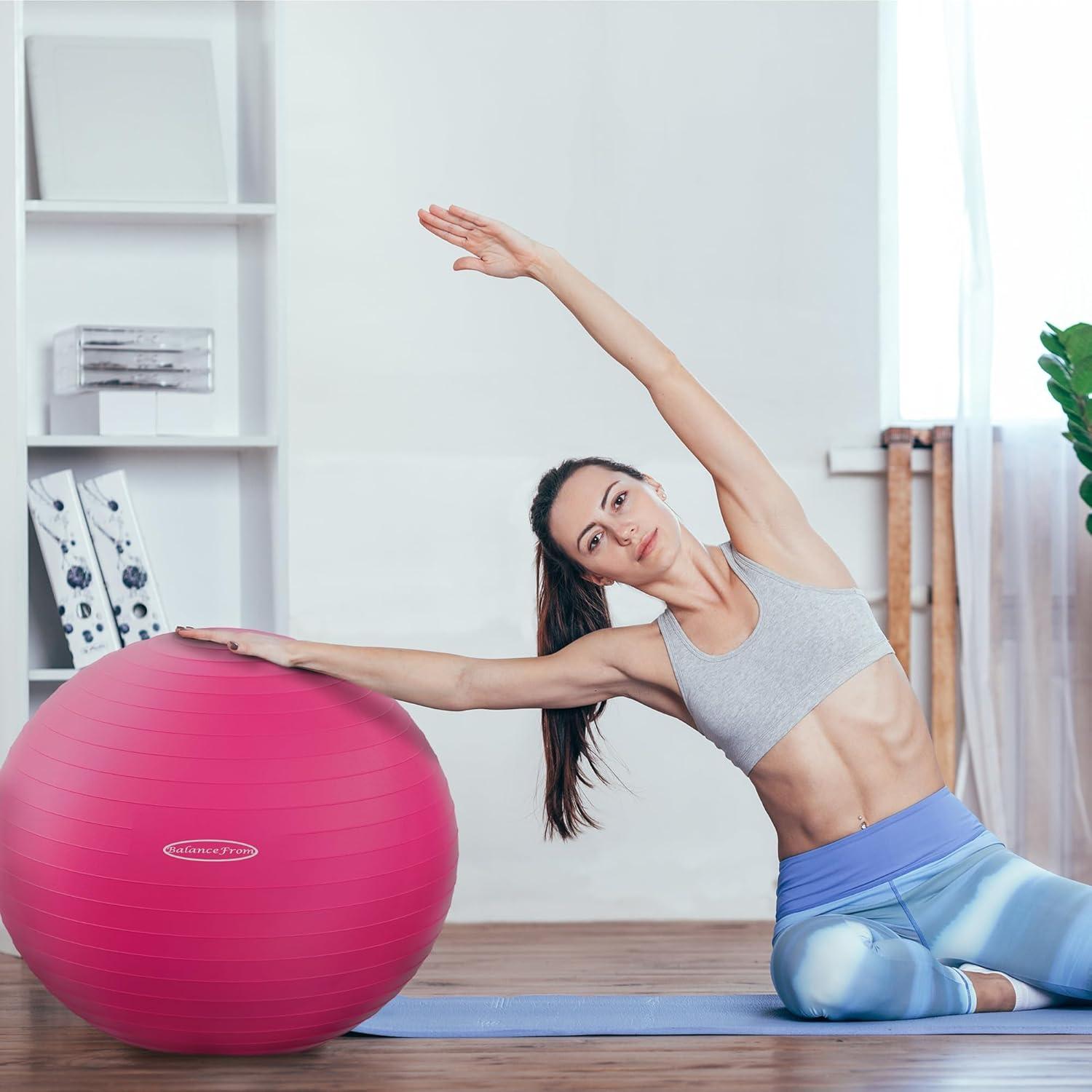 Bola de Yoga Antirrotura Fitvids 86cm Rosa con Bomba