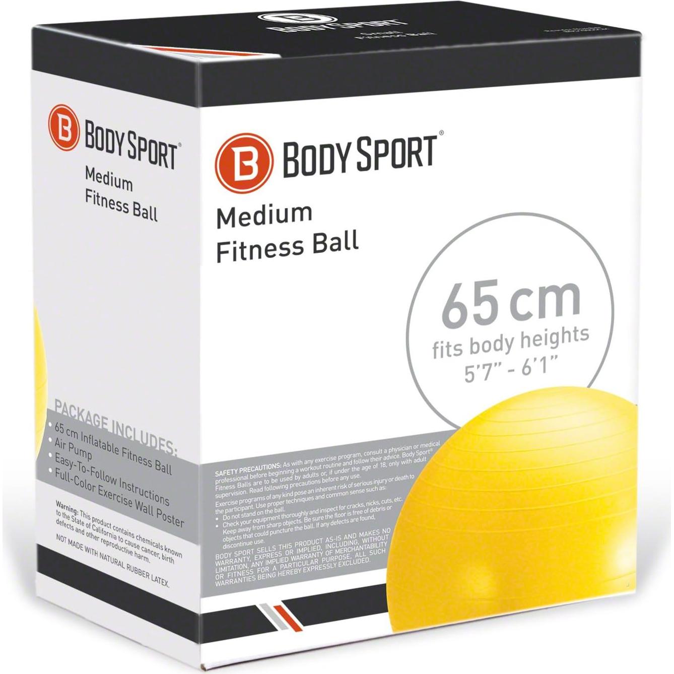 Bola de Ejercicio Body Sport 65 cm Amarillo con Bomba
