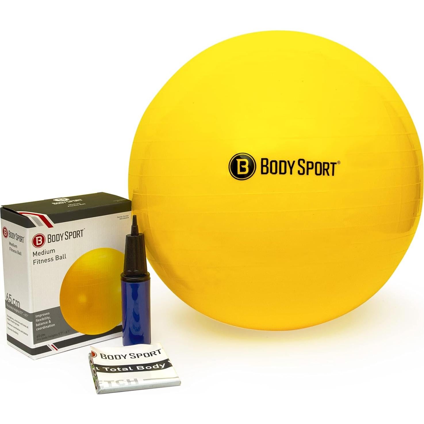 Bola de Ejercicio Body Sport 65 cm Amarillo con Bomba