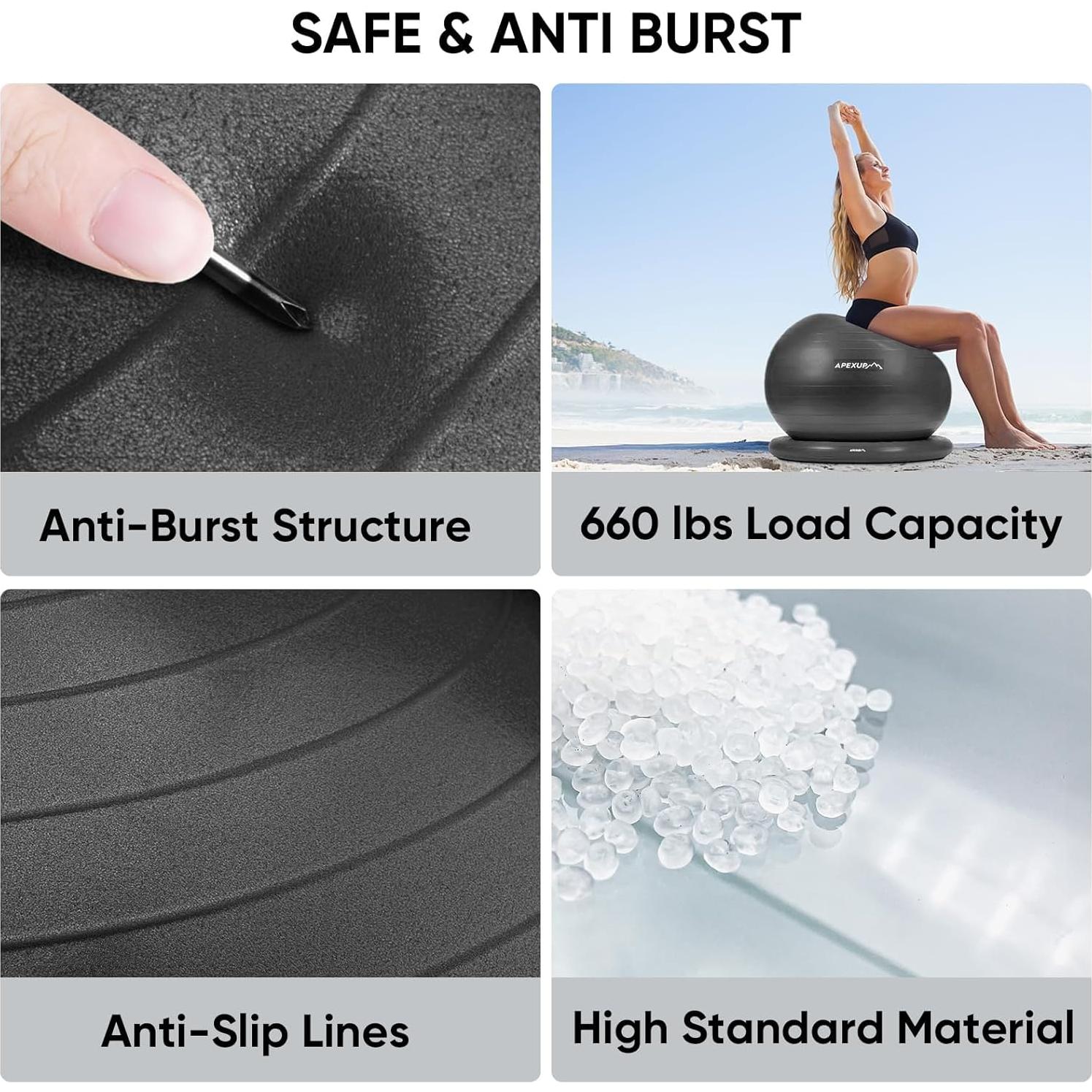 Silla de Bola de Yoga APEXUP XL Antideslizante Negro