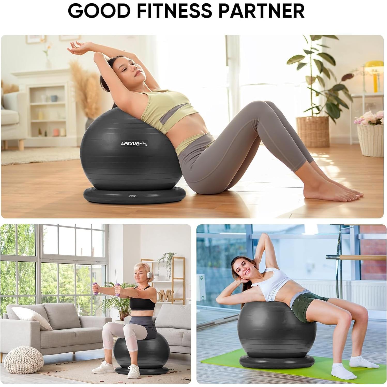 Silla de Bola de Yoga APEXUP XL Antideslizante Negro