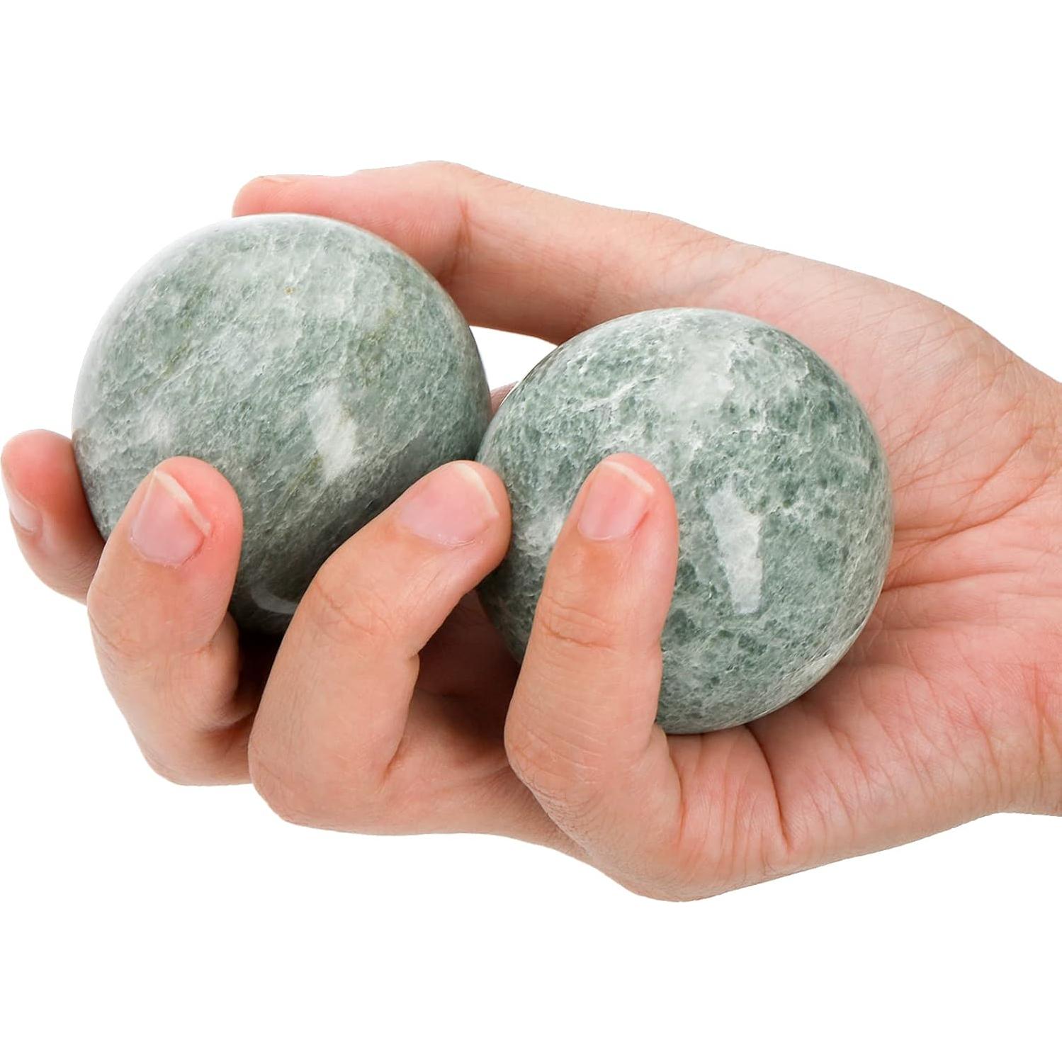 Conjunto de 4 Bolas de Baoding Lyellfe de Jade Verde 5 cm