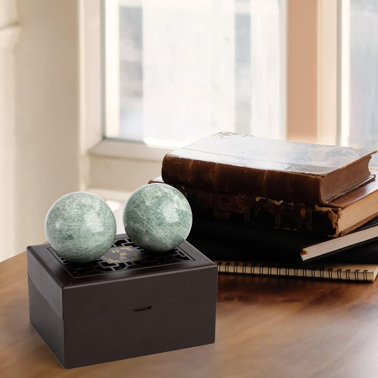 Conjunto de 4 Bolas de Baoding Lyellfe de Jade Verde 5 cm