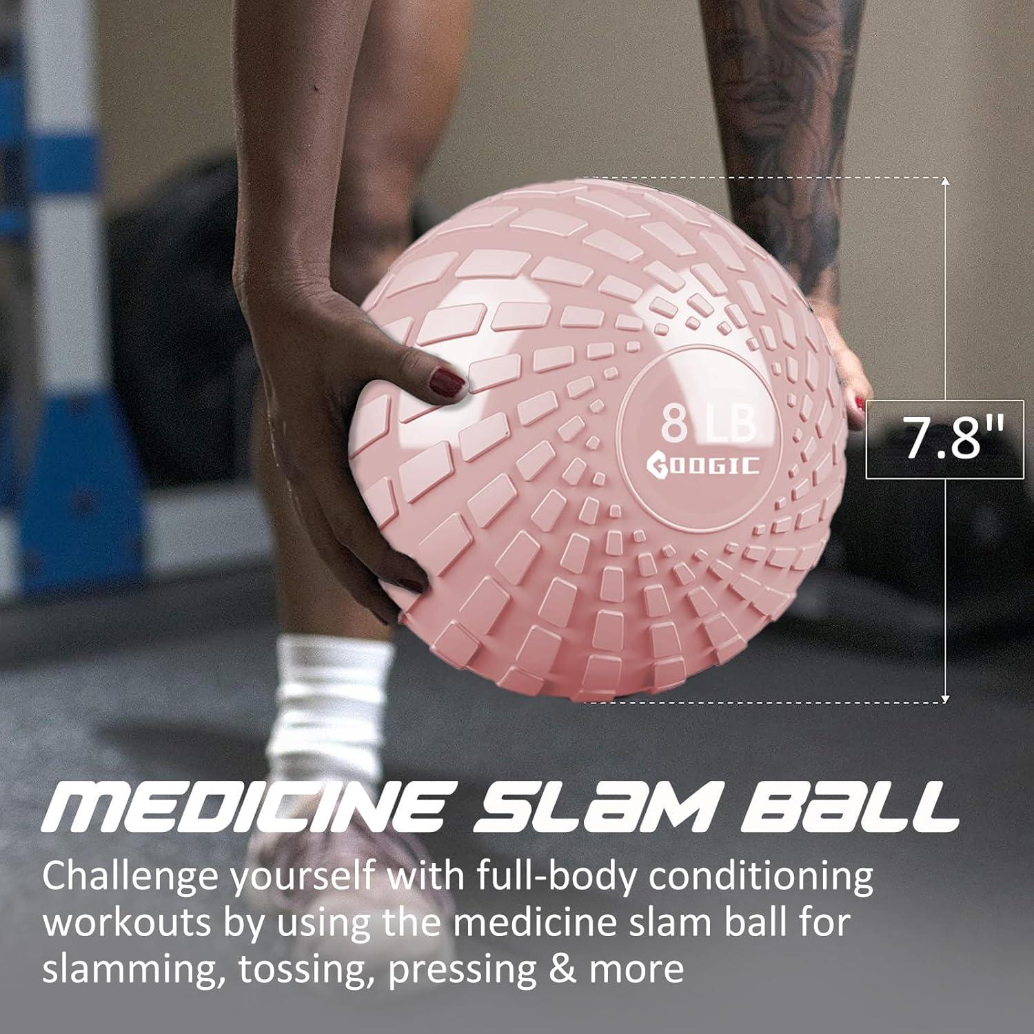 Slam Ball 3.63 kg GOOGIC Rosa - Balón Medicinal para Ejercicio