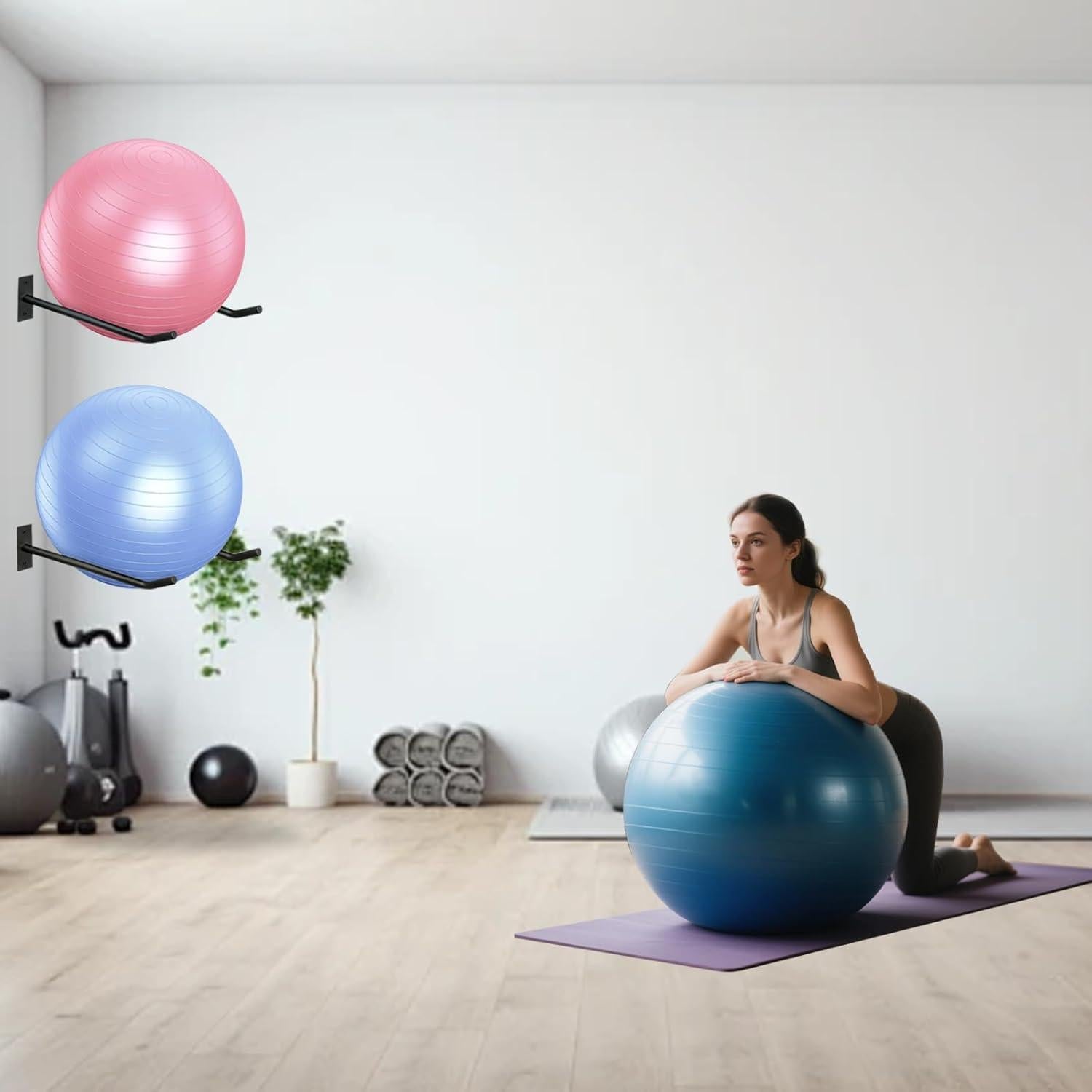 Soporte de Pelotas de Ejercicio Montaje en Pared svteli - 2 Estantes