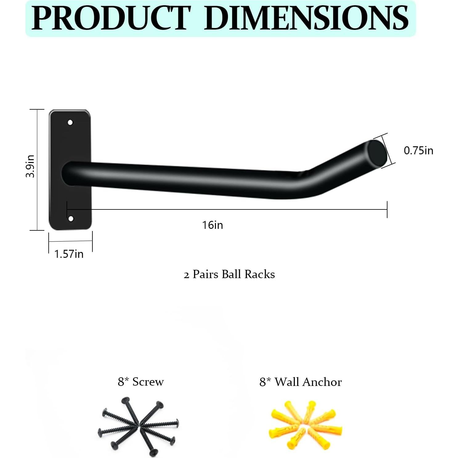 Soporte de Pelotas de Ejercicio Montaje en Pared svteli - 2 Estantes
