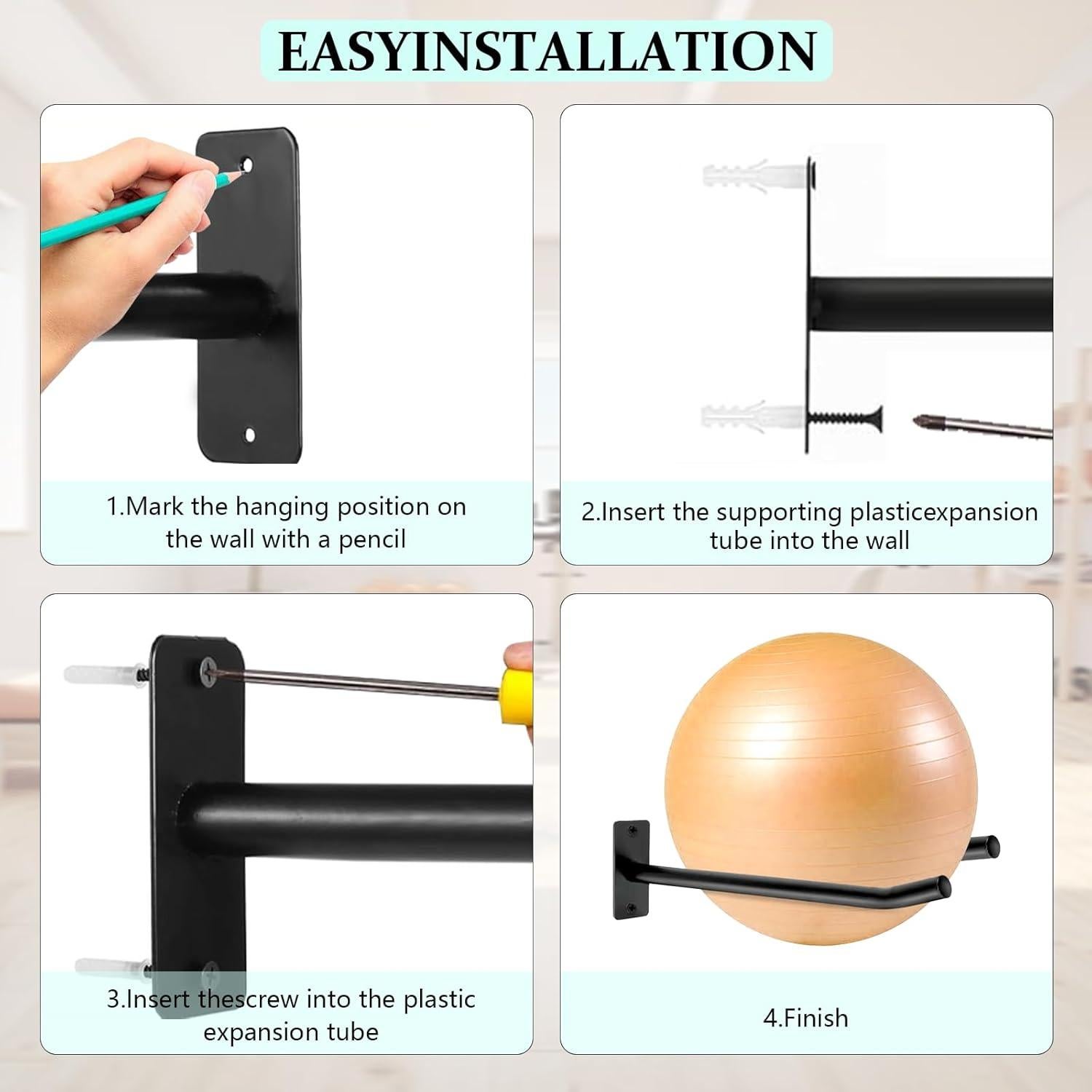 Soporte de Pelotas de Ejercicio Montaje en Pared svteli - 2 Estantes