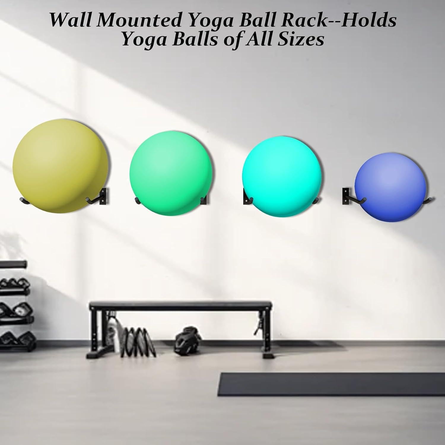 Soporte de Pelotas de Ejercicio Montaje en Pared svteli - 2 Estantes