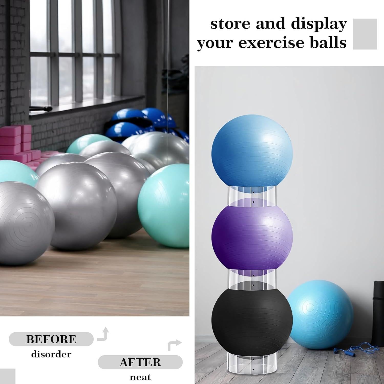 Soporte para Pelotas de Ejercicio Wenqik 3 Pcs PVC 36.83 cm