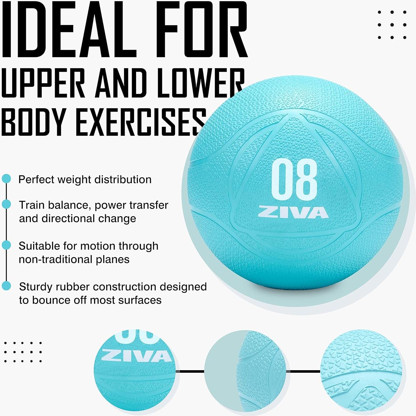 Bola Medicinal ZIVA 3.6 kg Turquesa - Goma Texturizada