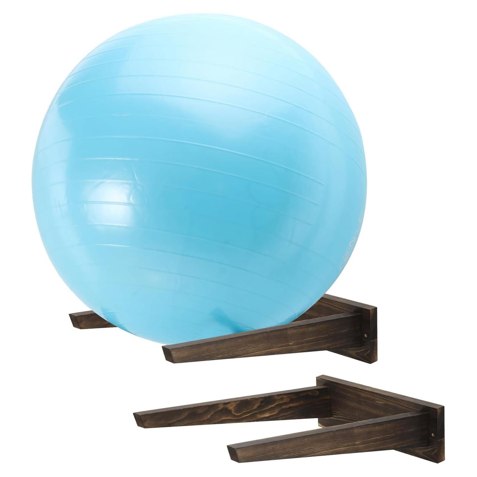Soporte de Pared de Madera Quemada MyGift para Pelotas Grande