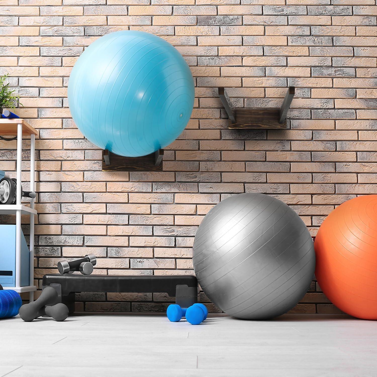 Soporte de Pared de Madera Quemada MyGift para Pelotas Grande