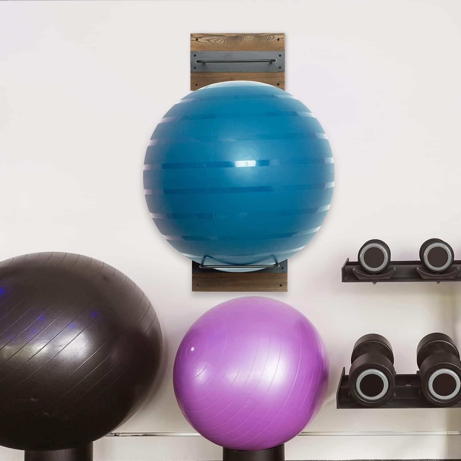 Juego de 2 Soportes de Pared MyGift para Pelotas de Ejercicio