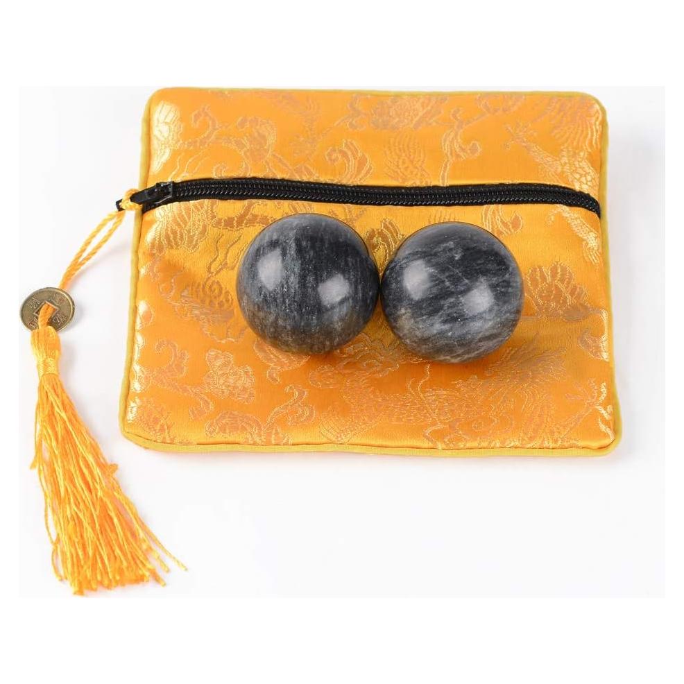 Bolas de Mano de Mármol BRABUD Gris Oscuro - Alivio Estrés 3.56cm