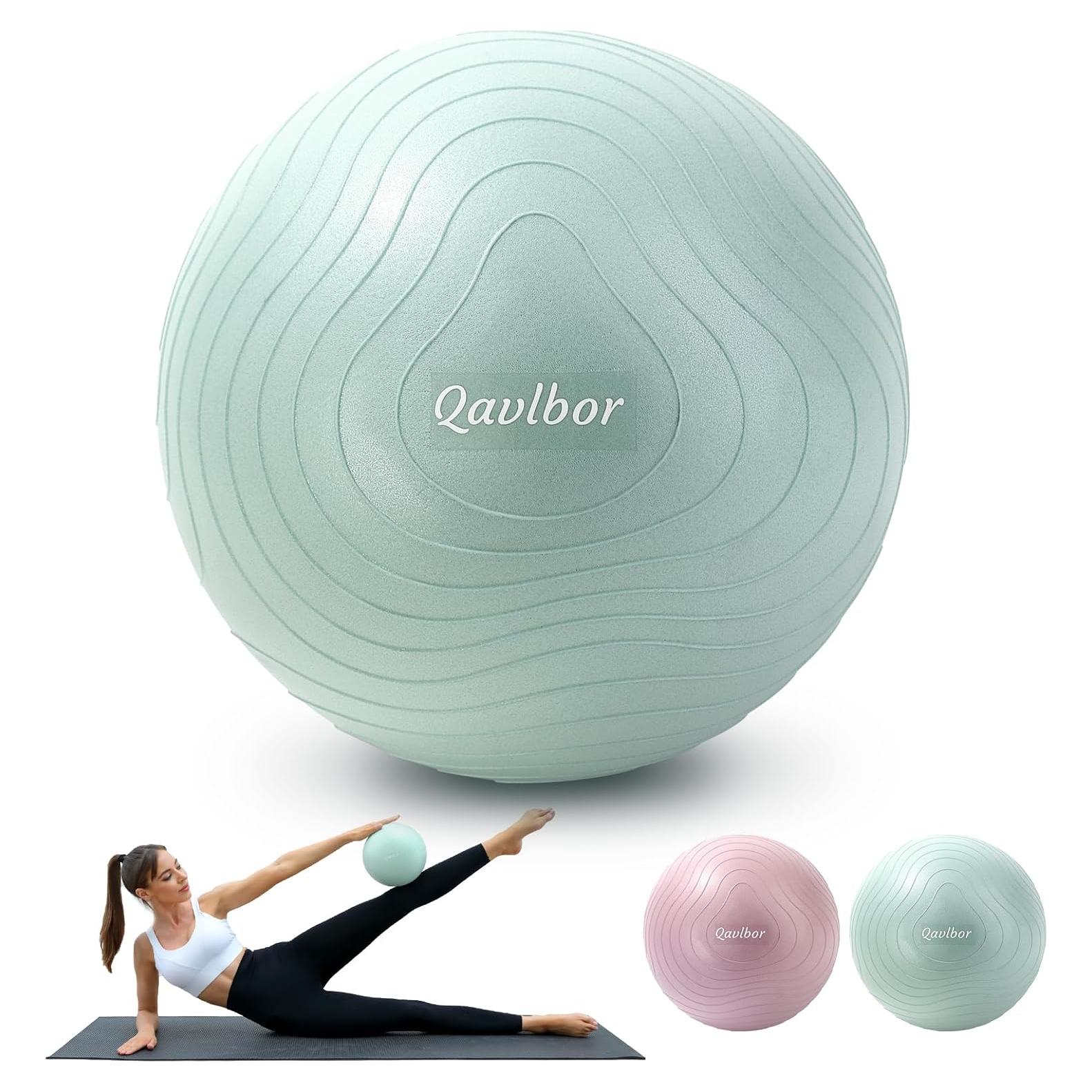 Pelota de Pilates Qavlbor 22.86 cm Verde para Yoga y Ejercicio