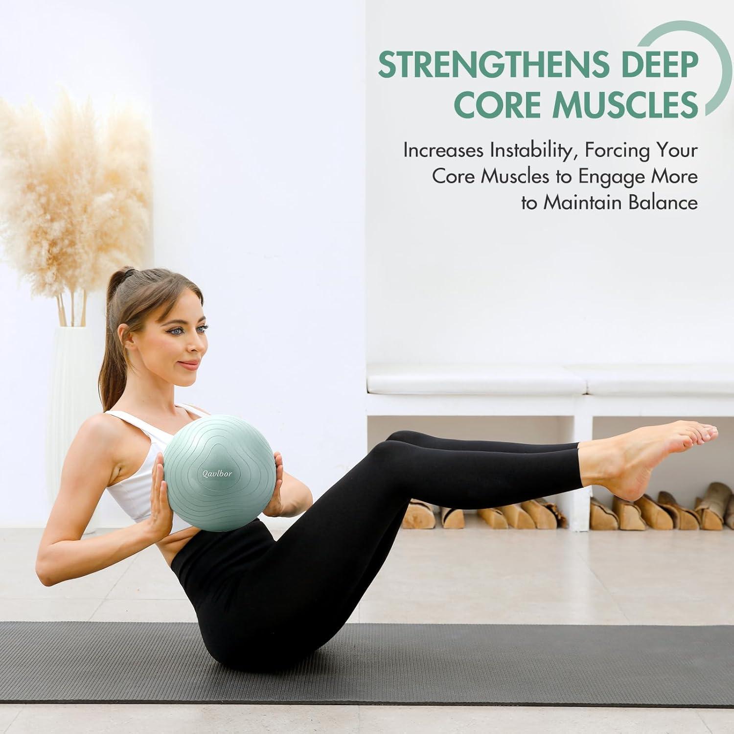 Pelota de Pilates Qavlbor 22.86 cm Verde para Yoga y Ejercicio